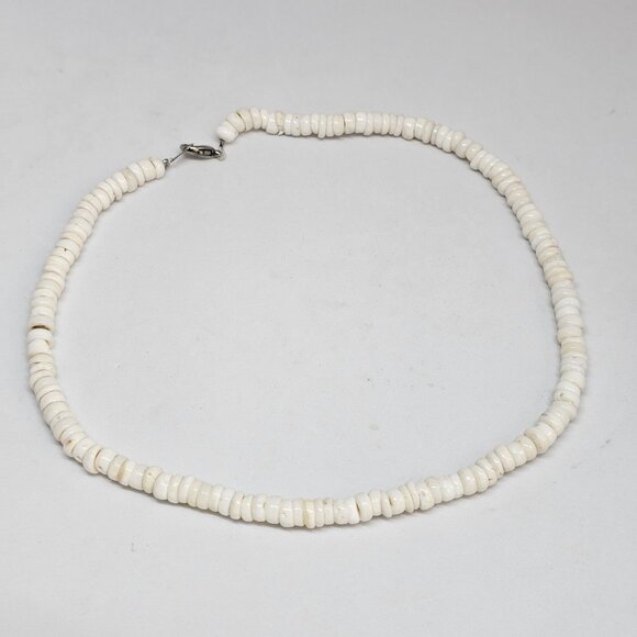 Real White Puka Shell Necklace Surfer Choker 17" Surf Boho - Picture 9 of 12